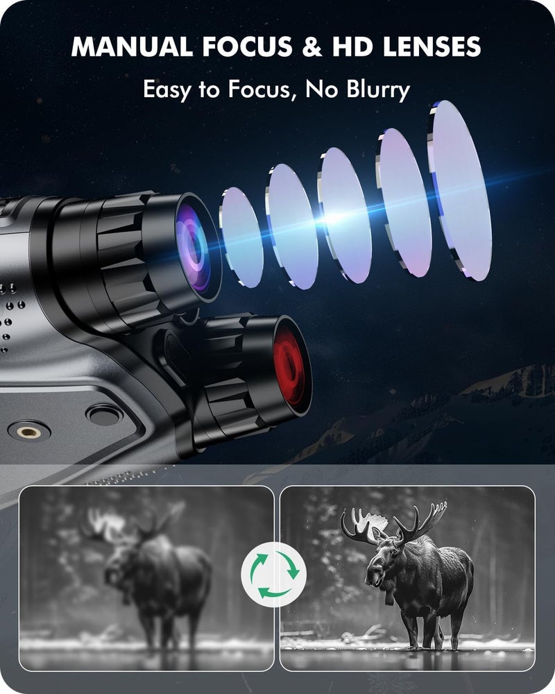 BUSHBINOC Night Vision Goggles, Night Vision Binoculars 4K, 4.0" HD Screen Binoculars, 10X Digital NightVision for Adults, 9 Gear Infrared, 4000mAh Battery Gray with 32GB TF Card - Image 2